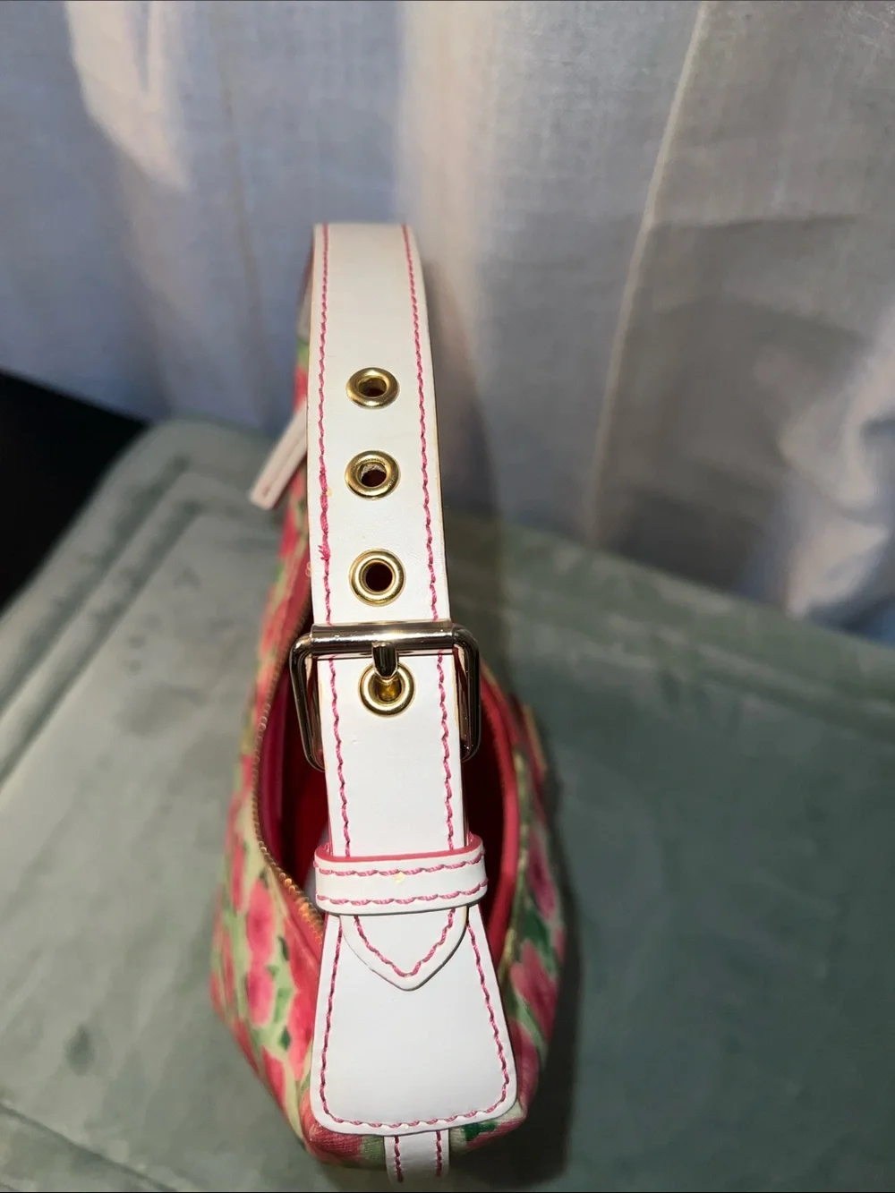 Dooney & Bourke Pink and Green Floral Shoulder Bag like new